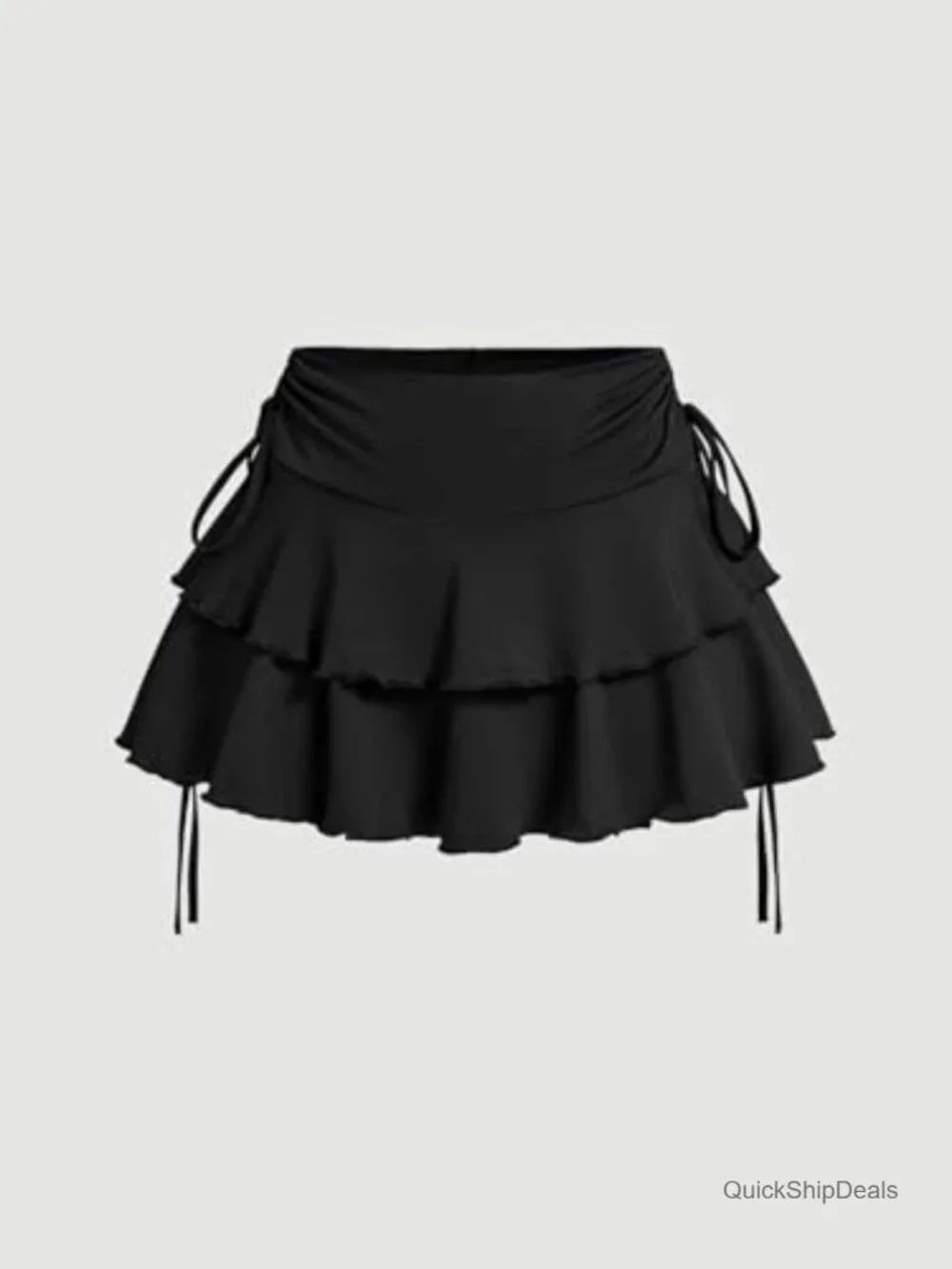 High Waisted Ruffle Mini Skirt with Bow Y2k Flowy A-Line Summer Skort